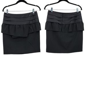 Michael Michael Kors Skirt Mini Satin‎ Cumberbund Ruffle Black 4 Party Cocktail